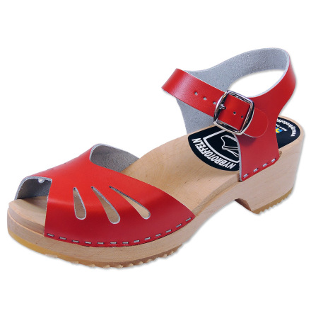 Tr�skosandal Butterfly R�d Matt 5cm
